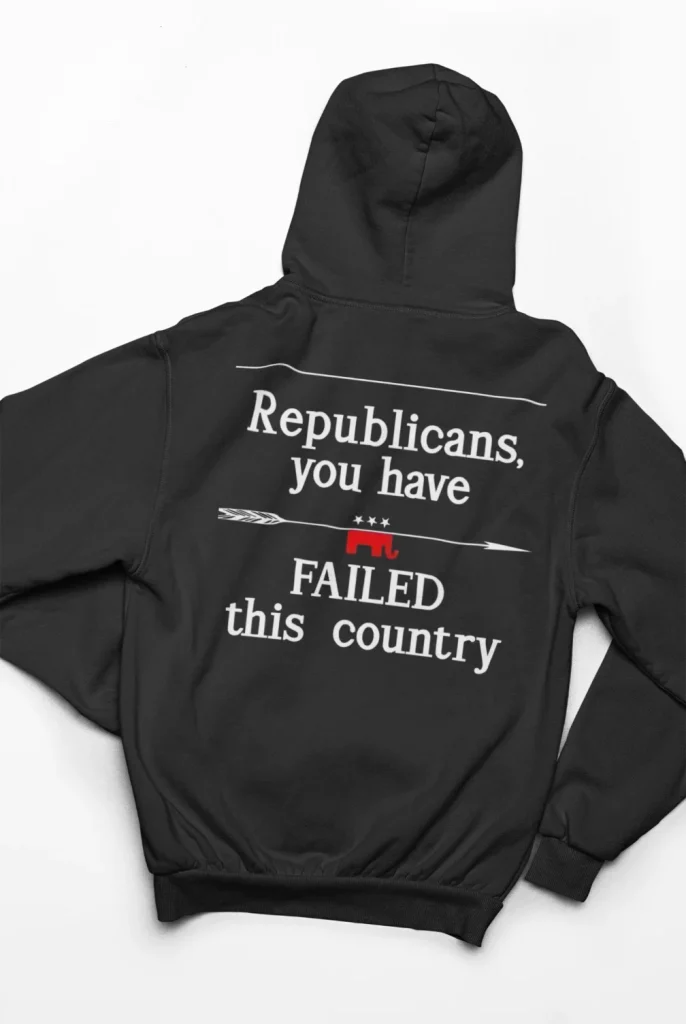 black hoodie with anti-trump design
