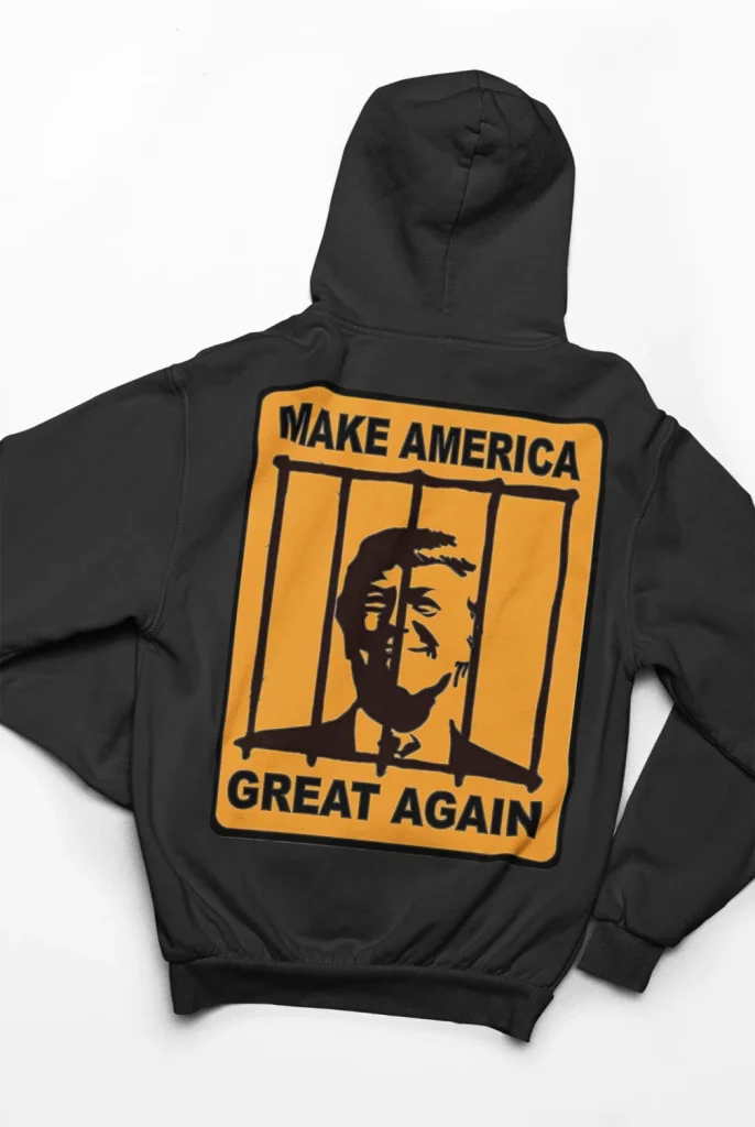 black hoodie with anti-trump design