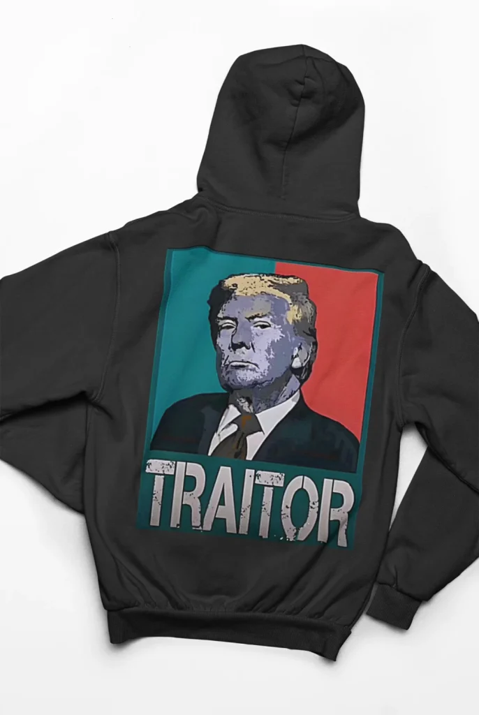 black hoodie with anti-trump design