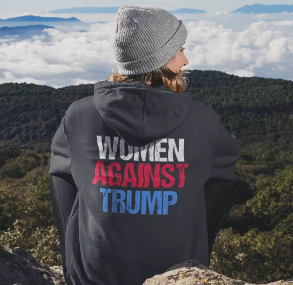 black hoodie with anti-trump design