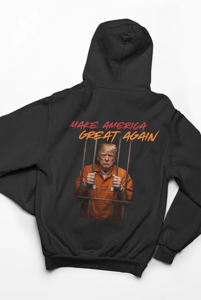 black hoodie with anti-trump design