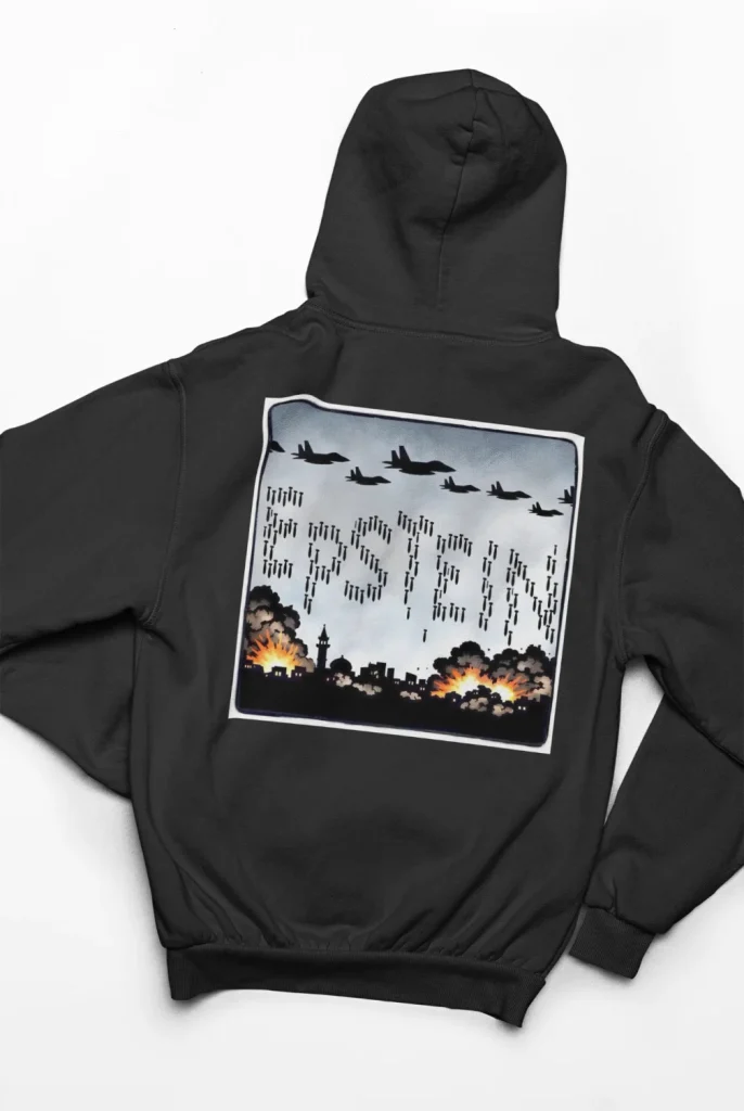 black hoodie with anti-trump design