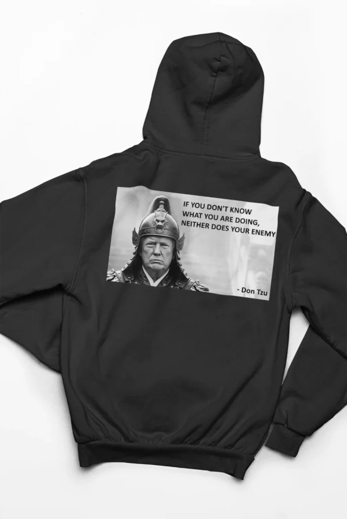 black hoodie with anti-trump design