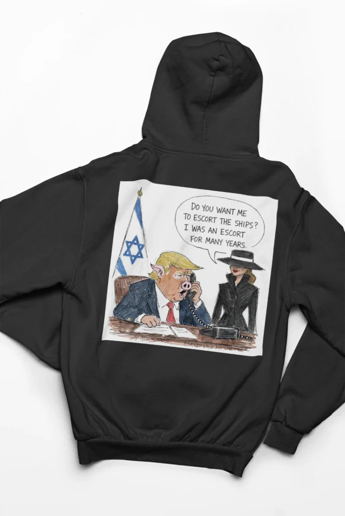 black hoodie with anti-trump design