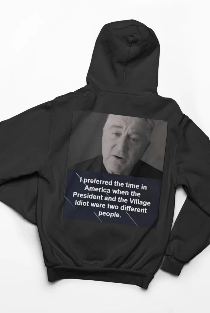 black hoodie with anti-trump design