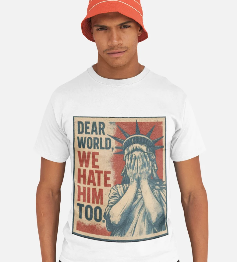 model wearing impreach trump unisex t-shirt