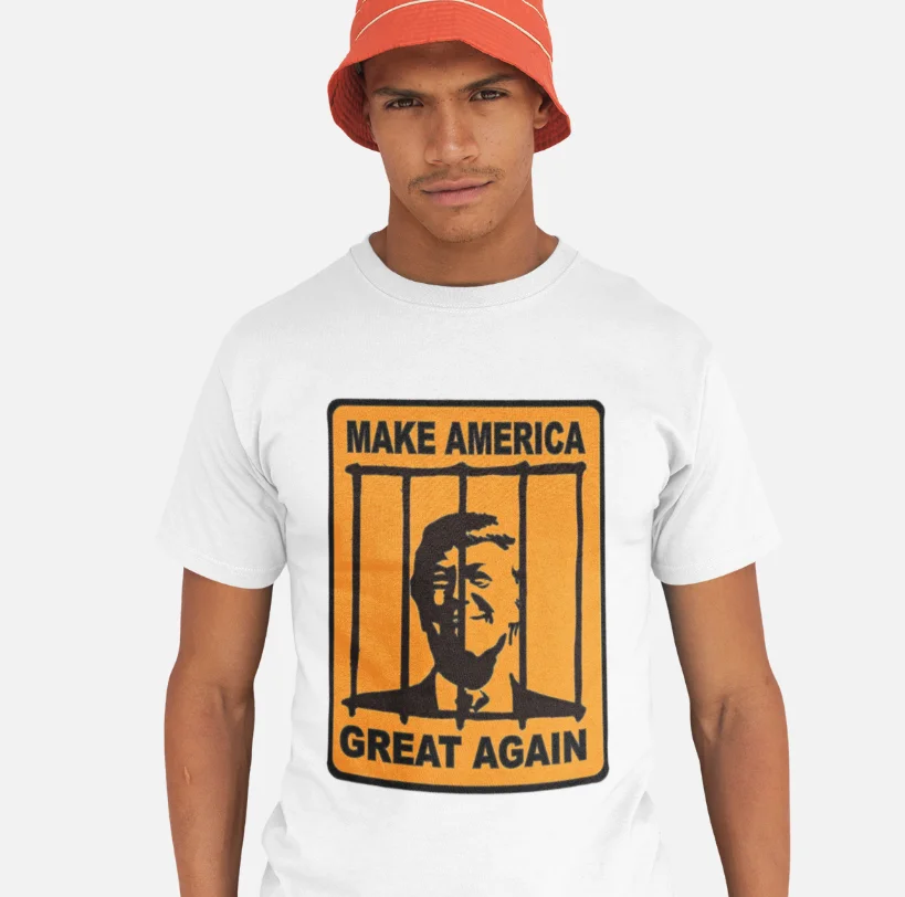 model wearing impreach trump unisex t-shirt