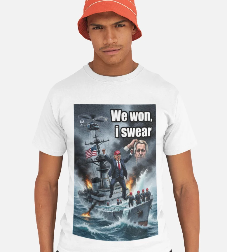 model wearing impreach trump unisex t-shirt